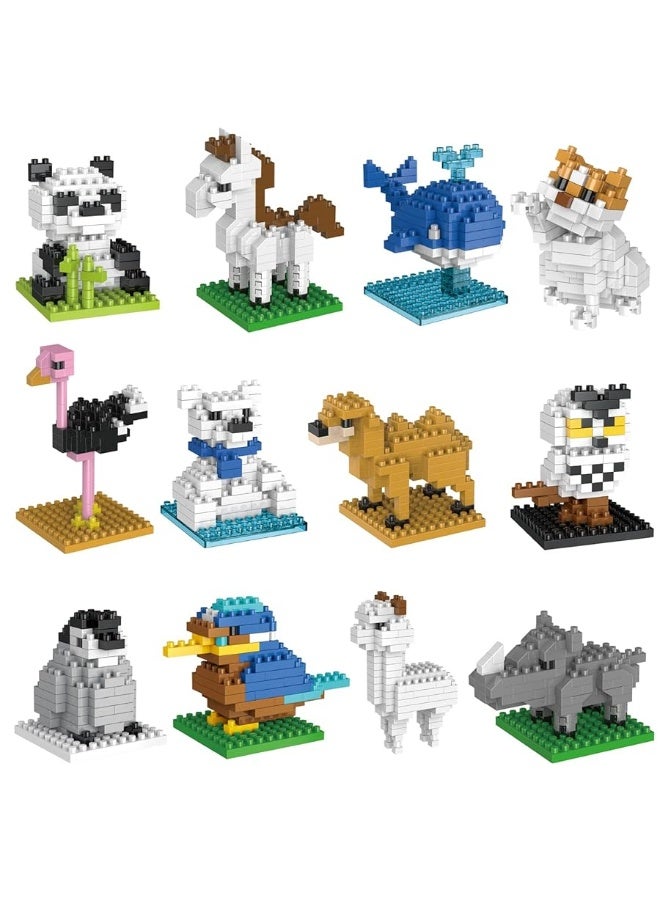 FUN LITTLE TOYS Mini Animals Building Blocks Sets for Goodie Bags, Prizes, Birthday Gifts, Party Favors for Kids 12 Boxes