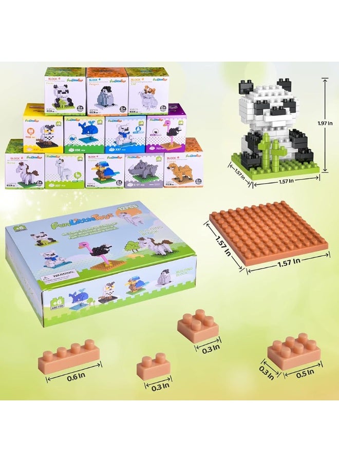 FUN LITTLE TOYS Mini Animals Building Blocks Sets for Goodie Bags, Prizes, Birthday Gifts, Party Favors for Kids 12 Boxes