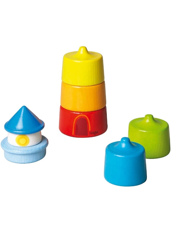 HABA Lighthouse Wooden Rainbow Stacker - 8 Piece Set (Made in Germany)