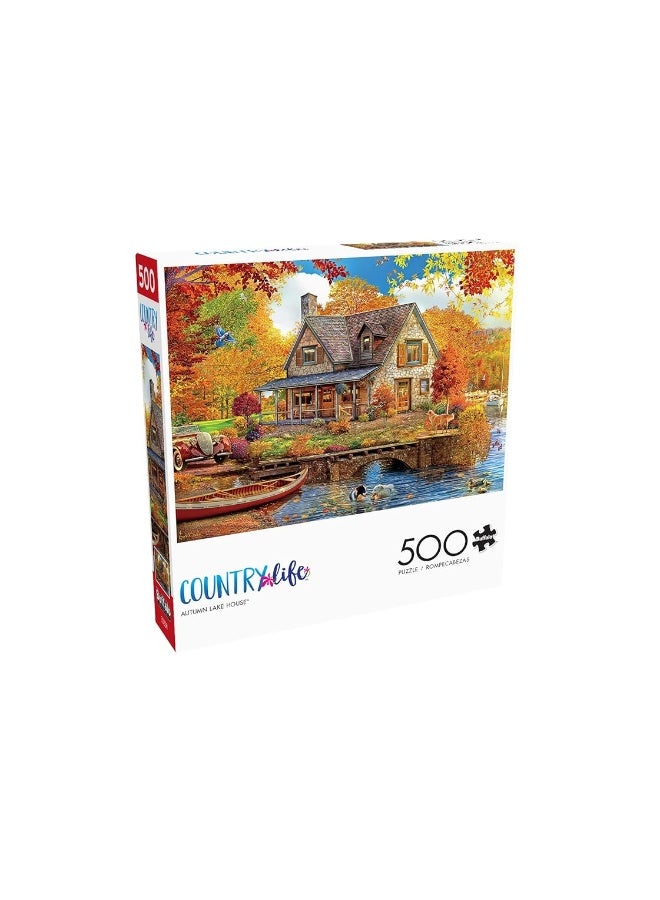 Buffalo Games - Angelo Bonito - Autumn Lake House - 500 Piece Jigsaw Puzzle for Adults Challenging Puzzle Perfect for Game Nights