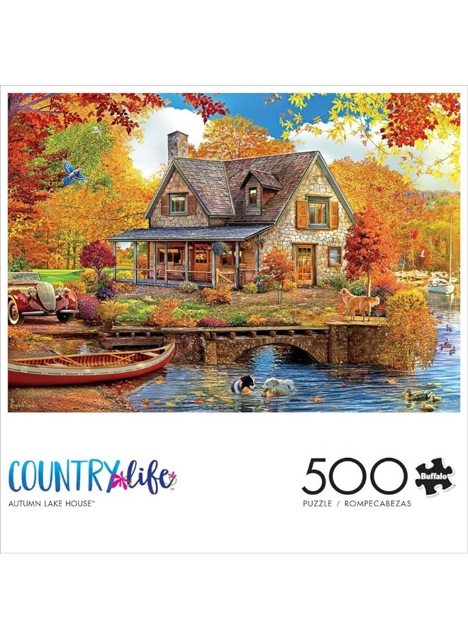 Buffalo Games - Angelo Bonito - Autumn Lake House - 500 Piece Jigsaw Puzzle for Adults Challenging Puzzle Perfect for Game Nights