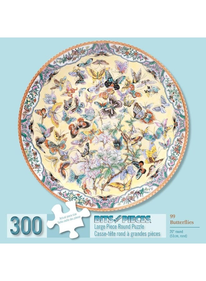 Bits and Pieces - 300 Piece Round Jigsaw Puzzle for Adults - Ninety-Nine Butterflies - 300 pc Jigsaw by Artist Bits and Pieces