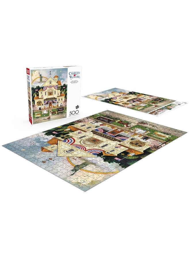 Buffalo Games - Charles Wysocki - Lady Liberty's Independence Day Enterprising - 500 Piece Jigsaw Puzzle for Adults Challenging Puzzle Perfect for Game Nights