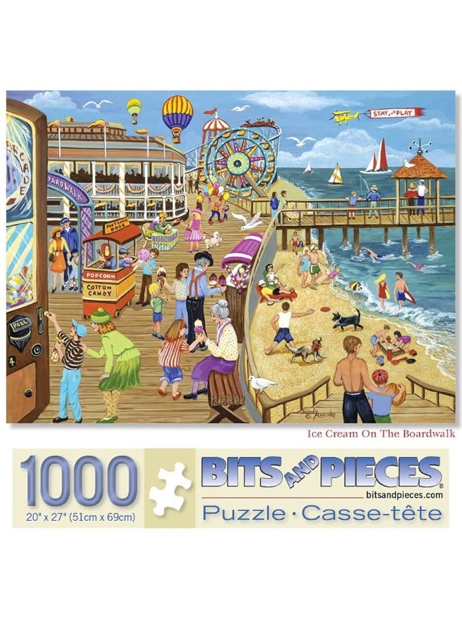 Bits and Pieces - 1000 Piece Jigsaw Puzzle for Adults - Ice Cream on The Boardwalk - 1000 pc Beach, Jersey Shore Jigsaw by Artist Sandy Rusinko