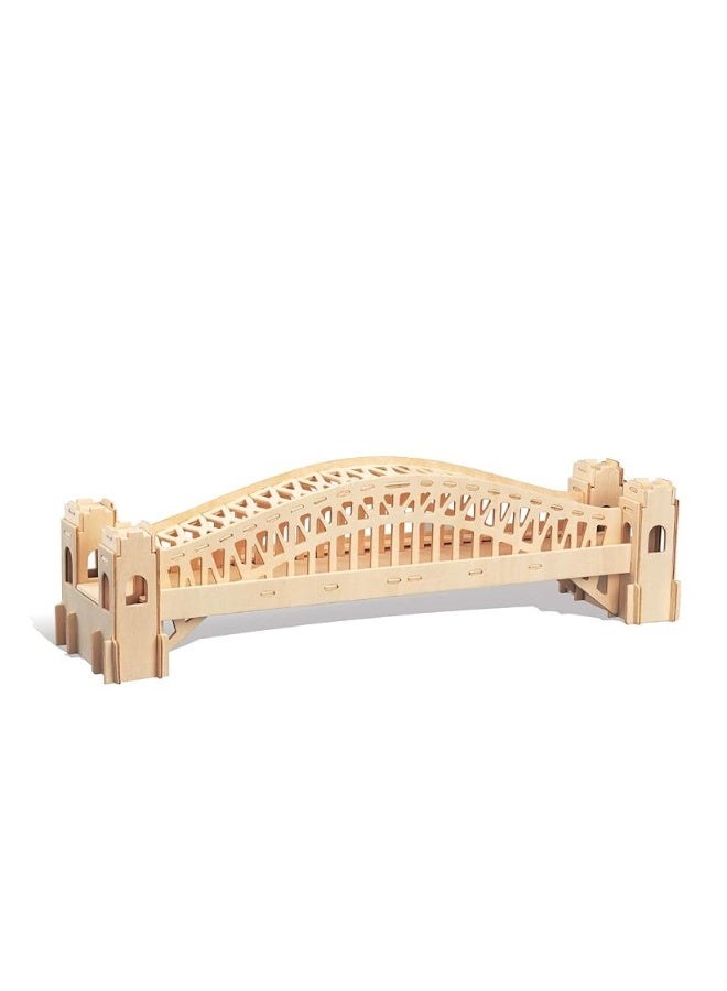 Puzzled 3D Puzzle Sydney Bridge Wood Craft Construction Model Kit, Fun and Educational DIY Wooden Toy Assemble Model Unfinished Crafting Hobby Puzzle to Build and Paint for Decoration 55 Pieces Pack