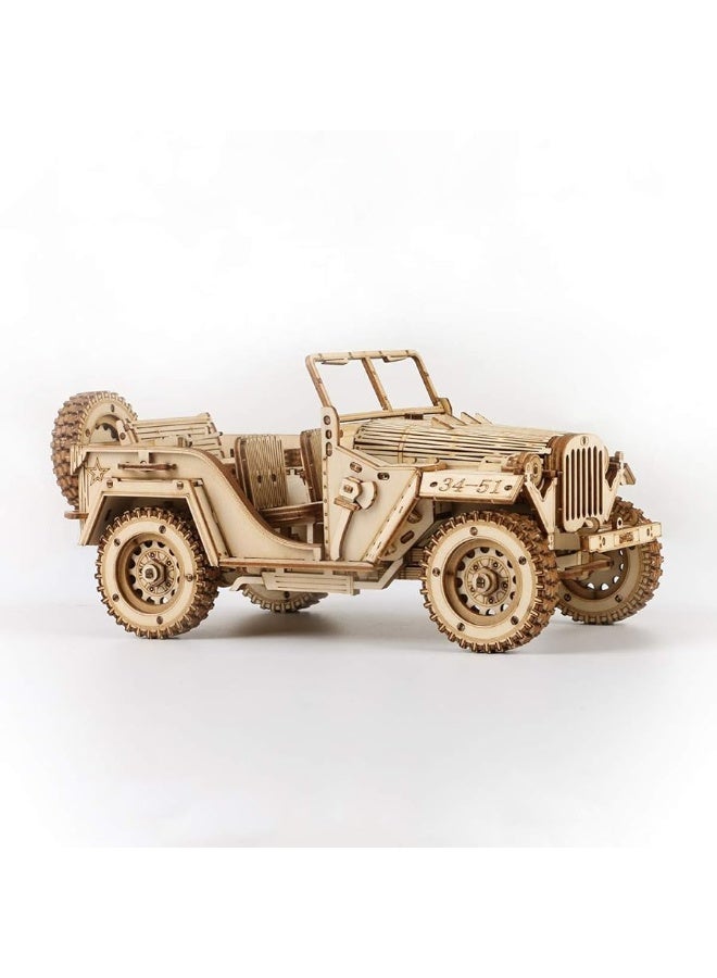 ROKR 3D Wooden Puzzle-Mechanical Car Model-Self Building Vehicle Kits-Brain Teaser Toys-Best Gift for Adults and Kids on Birthday/Christmas Day (Army Field Car)