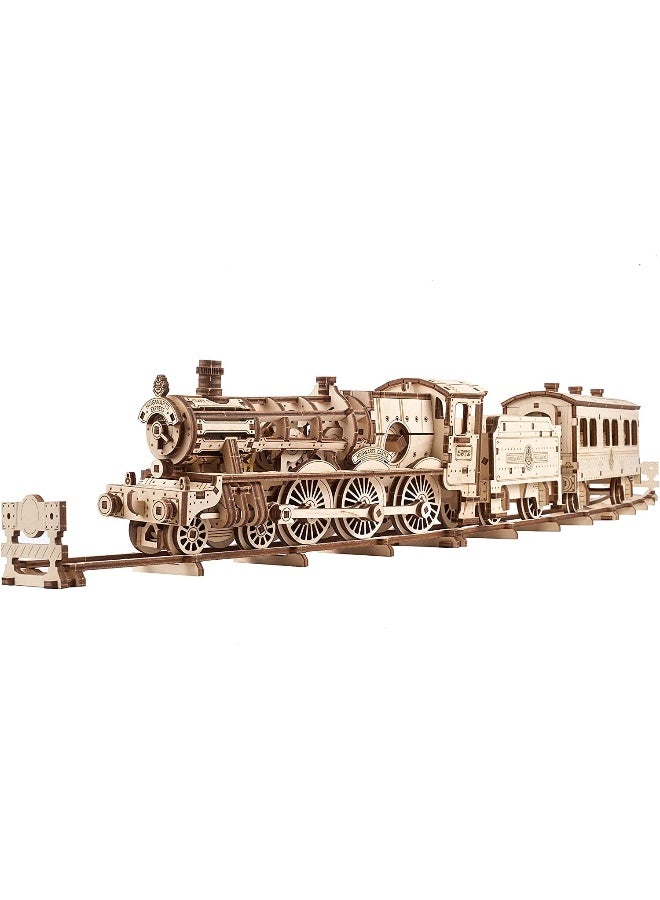 UGEARS Harry Potter Hogwarts Express 3D Puzzles for Adults to Build - Model Kits for Building Toy Train Set - 3D Wooden Puzzle Includes Train, Tracks, Tender, Carriage and 3 Figurines