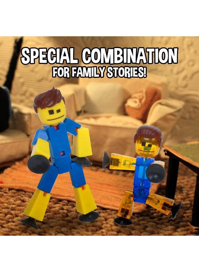 Zing StikBot Special Family Pack Set of 5 Mixed Color StikBots Collectable Action Figures includes 5 StikBots and 1 Set of Hair Create Stop Motion Animation for Kids Ages 4 and Up