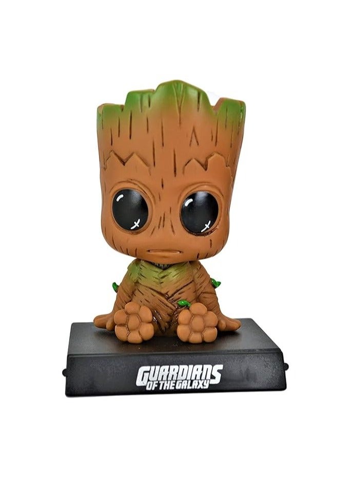 Avengers Groot Cute Spring Dancing Phone Holder | PVC Bobblehead Toy for Car Dashboard | Fun Car Accessory & Gift