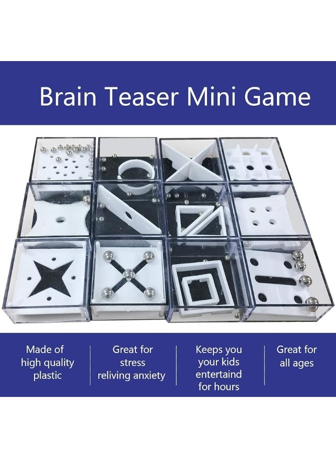 12Pcs Balance IQ Maze Game Puzzle Boxes,Fidget Puzzle Boxes with Steel Ball Brain Teaser,Puzzle Stocking Stuffers Box Game for Party Favor Supplies,Educational Gift Decompression Toys for Kids Adults