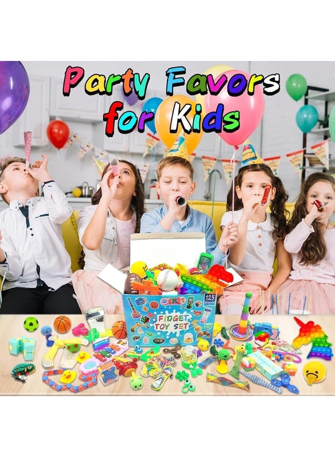 125 Pack Fidget Toys Assortment for Kids 4-8-12,Stress&Anxiety Relief Toys for Party Favors,Treasure Box Fillers,Classroom Prizes Rewards,Carnival,Pinata Stuffers