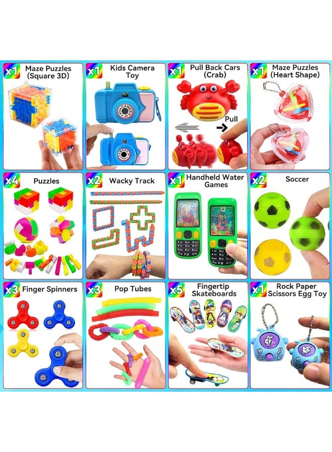 125 Pack Fidget Toys Assortment for Kids 4-8-12,Stress&Anxiety Relief Toys for Party Favors,Treasure Box Fillers,Classroom Prizes Rewards,Carnival,Pinata Stuffers