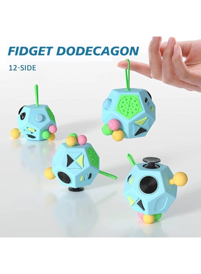Fidget Dodecagon â€“12-Side Fidget Toys Cube Relieves Stress and Anxiety Anti Depression Cube for Children and Adults with ADHD ADD OCD Autism (B3 Blue Sky)