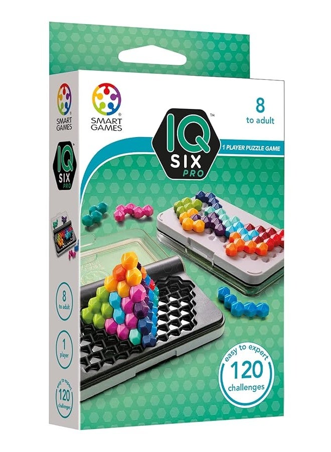 SmartGames IQ Six Pro Travel Game for Kids and Adults, a Skill-Building Brain Game - Brain Teaser for Ages 8 & Up, 120 Challenges in Travel-Friendly Case