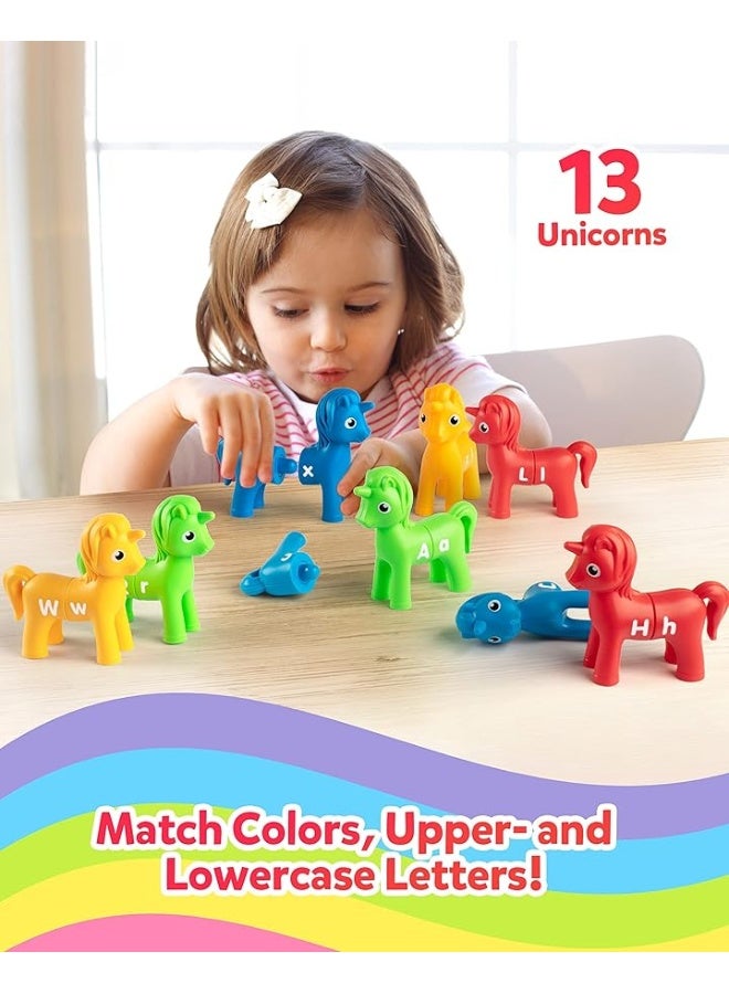 Coogam Unicorn Letters Matching Game,13pcs Uppercase Lowercase Alphabet Toys, ABC Match Games Preschool Educational Montessori Toys for 2 3 4 Toddlers Boys Girls