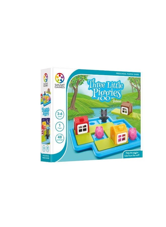 SmartGames Three Little Piggies - Deluxe Cognitive Skill-Building Puzzle Game featuring 48 Playful Challenges for Ages 3+