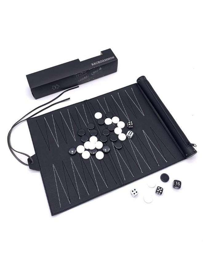 Roll-Up Travel Backgammon Games, Foldable Board Games, PU Travel Game, Portable Lightweight Backgammon Game Set