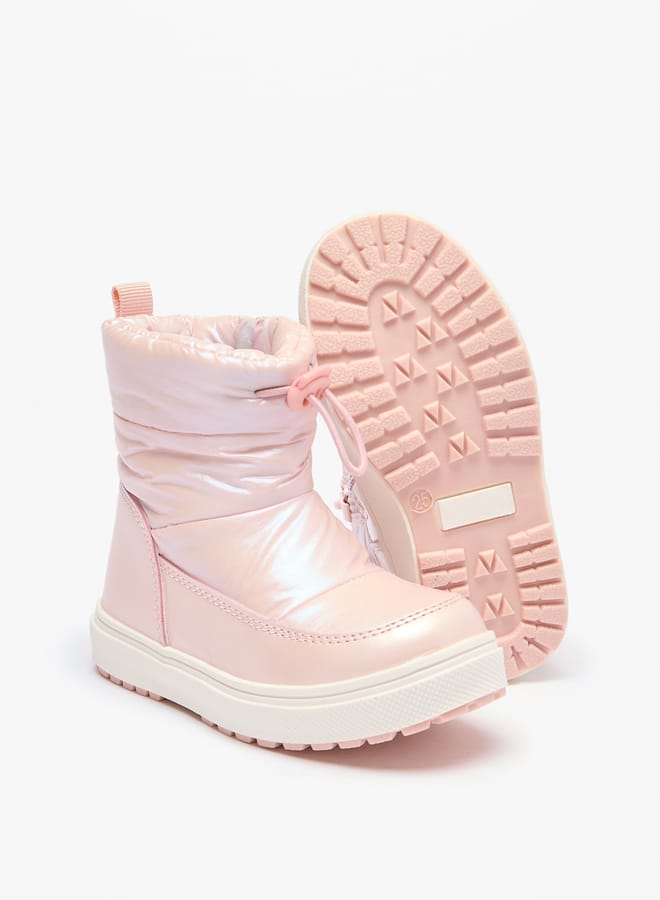 Girls Solid Ankle Boots with Zip Closure and Pull Tabs