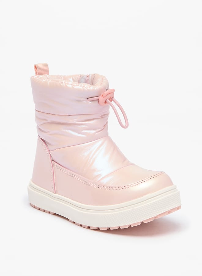 Girls Solid Ankle Boots with Zip Closure and Pull Tabs