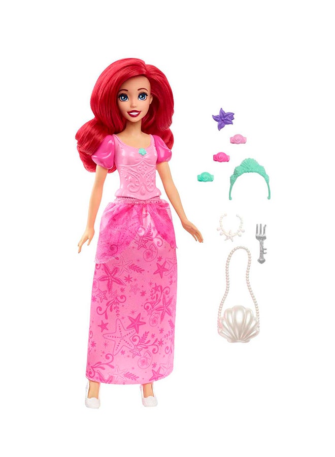 Princess Toys, Ariel Fashion Doll in Signature Pink Dress and 9 Accessories, Inspired by the Disney Movie