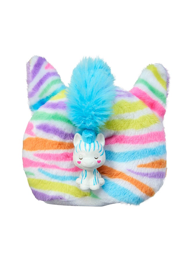 Cutie Reveal Doll & Accessories with Rainbow Zebra Plush Costume & 10 Surprises Including Color Change, Color Dream Series