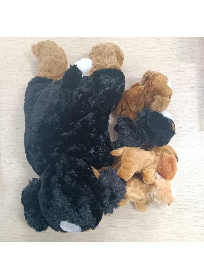 5 Pieces Dog Stuffed Animal Puppy Stuffed Animal 1 Big Mommy Dog with 4 Mini Baby Cute Soft Plush Dog Stuffed Dog with Puppies for Birthday Children's Party (Mountain Dog)