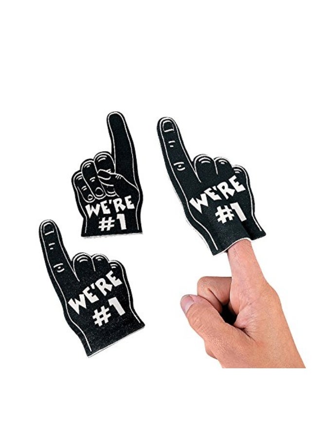 Black Mini Foam Fingers - 12 Pieces - School Spirit, Cheerleding and Pep Rally Supplies