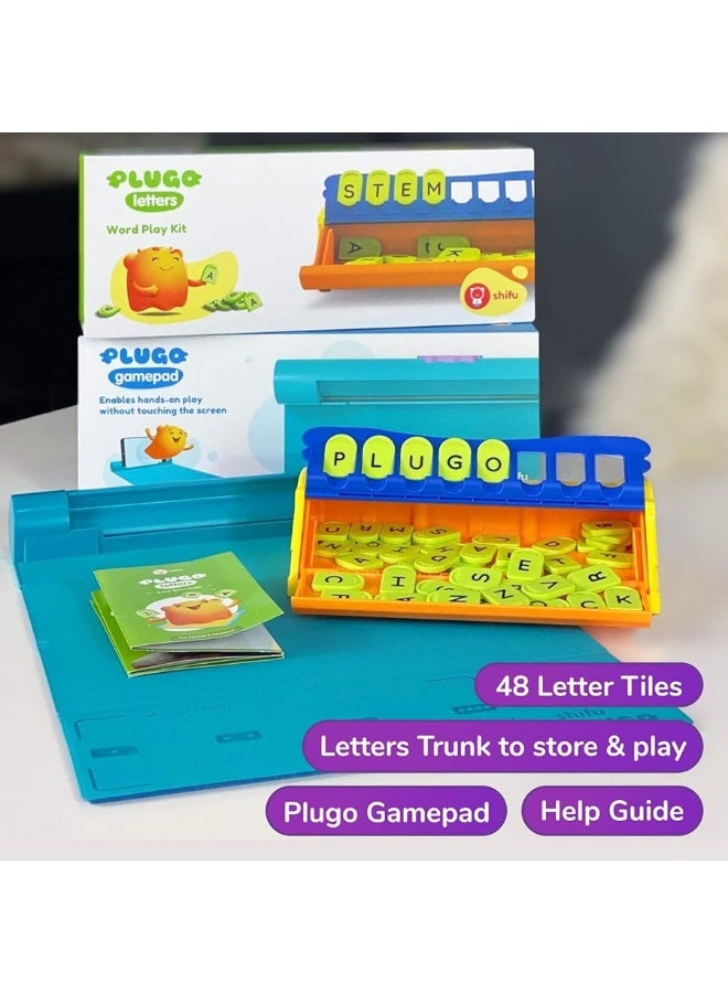 PlayShifu Educational Word GamePlugo Letters KitApp with 9 Learning Games STEM Toy Gifts for Kids Age 48 Phonics Spellings  Grammar 48 Alphabet Tiles Works with tabsmobiles Packaging May Vary