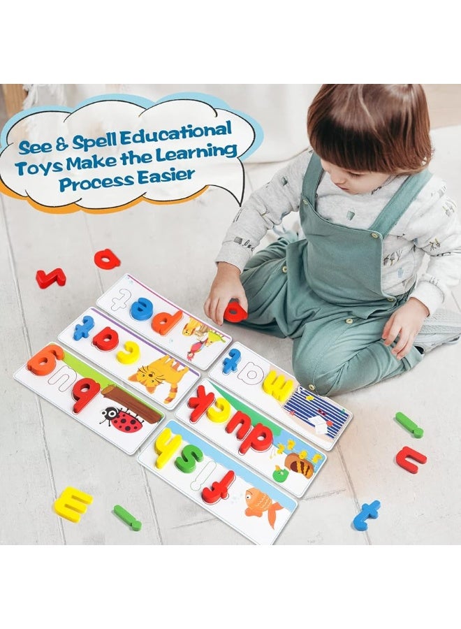 Learning Educational Toys and Gift for 3 4 5 6 Years Old Boys & Girls - See & Spell Matching Letter Game for Preschool Kids Learning Resources - STEM Educational Toys for Toddler Learning Activities