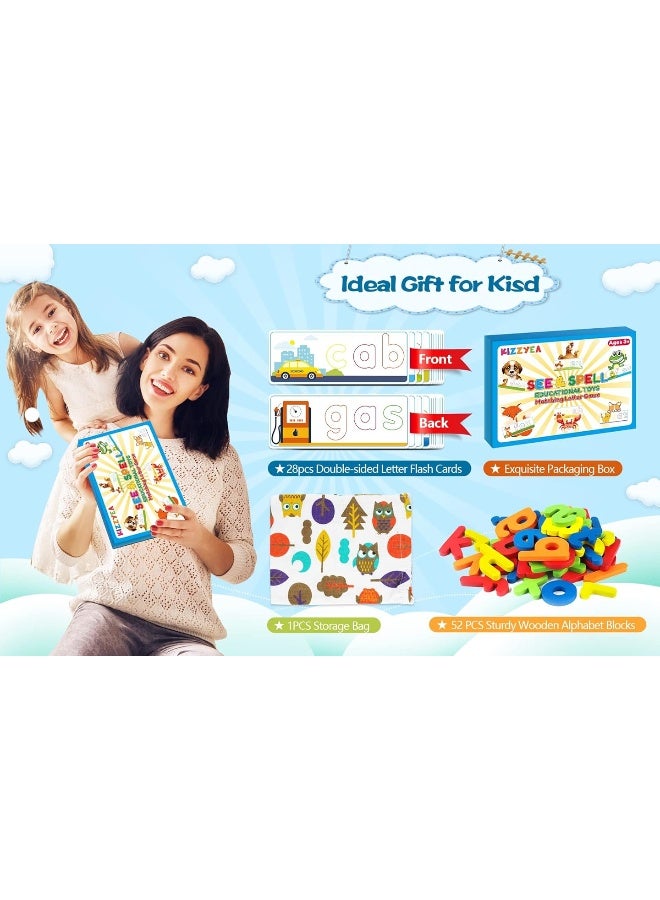 Learning Educational Toys and Gift for 3 4 5 6 Years Old Boys & Girls - See & Spell Matching Letter Game for Preschool Kids Learning Resources - STEM Educational Toys for Toddler Learning Activities