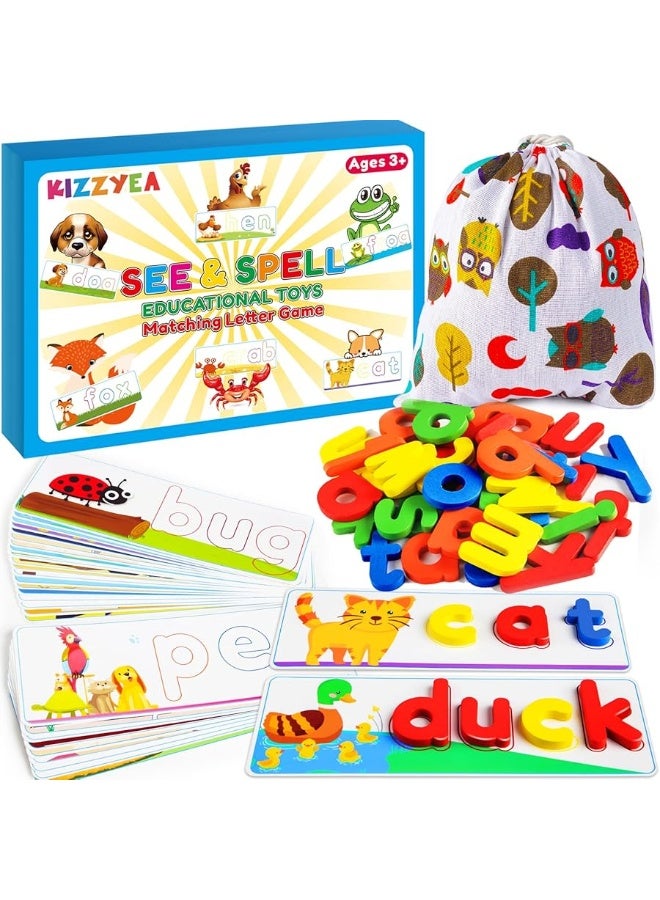 Learning Educational Toys and Gift for 3 4 5 6 Years Old Boys & Girls - See & Spell Matching Letter Game for Preschool Kids Learning Resources - STEM Educational Toys for Toddler Learning Activities