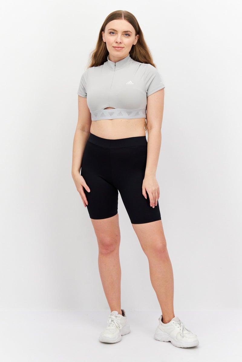 Women Sportswear Fit Short Sleeve Training Crop Top, Grey