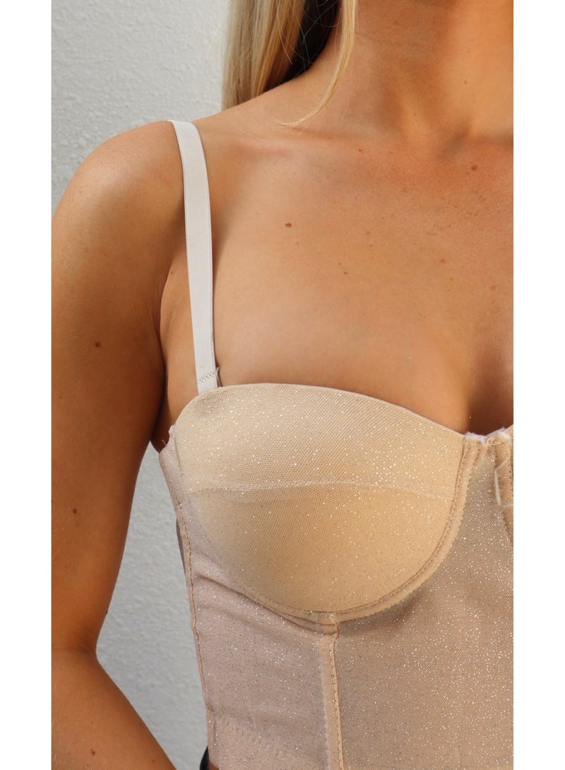 Holly Sparkle Bustier Top - Nude