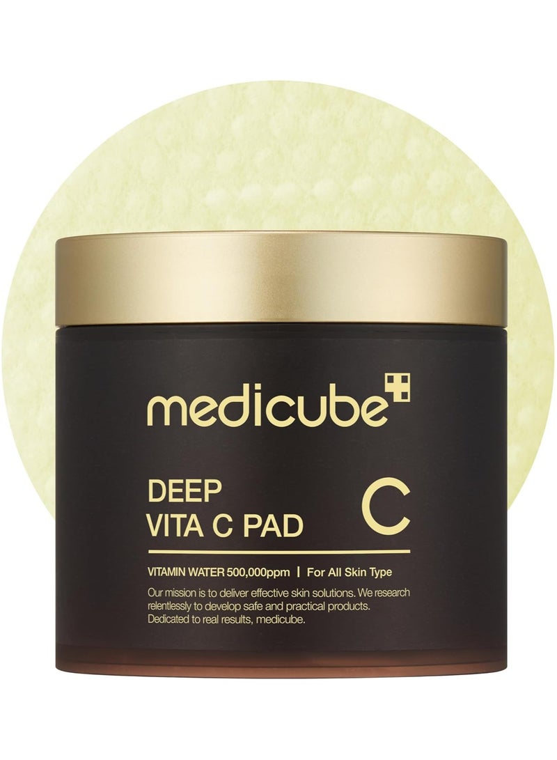 Deep Vita C Pad Wiping Care for Dark Spots & Pigmentation Concerns Infused with 7-Day Dark Spot Ampoule 500,000 PPM of Vitamin Water & 3 Types of Vitamin Korean Skincare