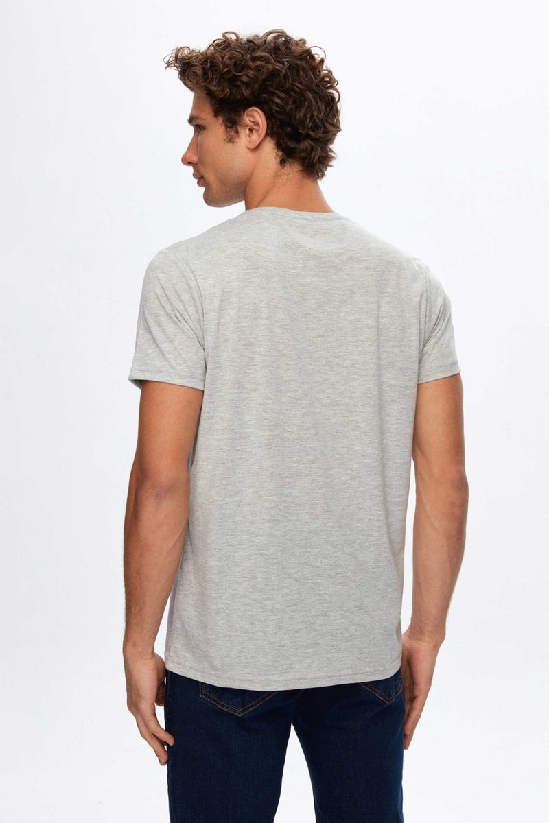 Regular Fit Gray Plain T-Shirt 2HC140632006M