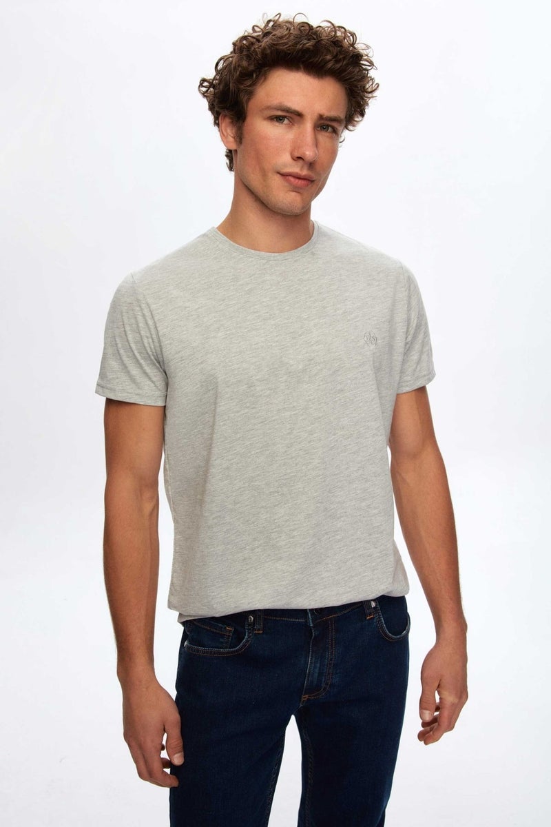 Regular Fit Gray Plain T-Shirt 2HC140632006M