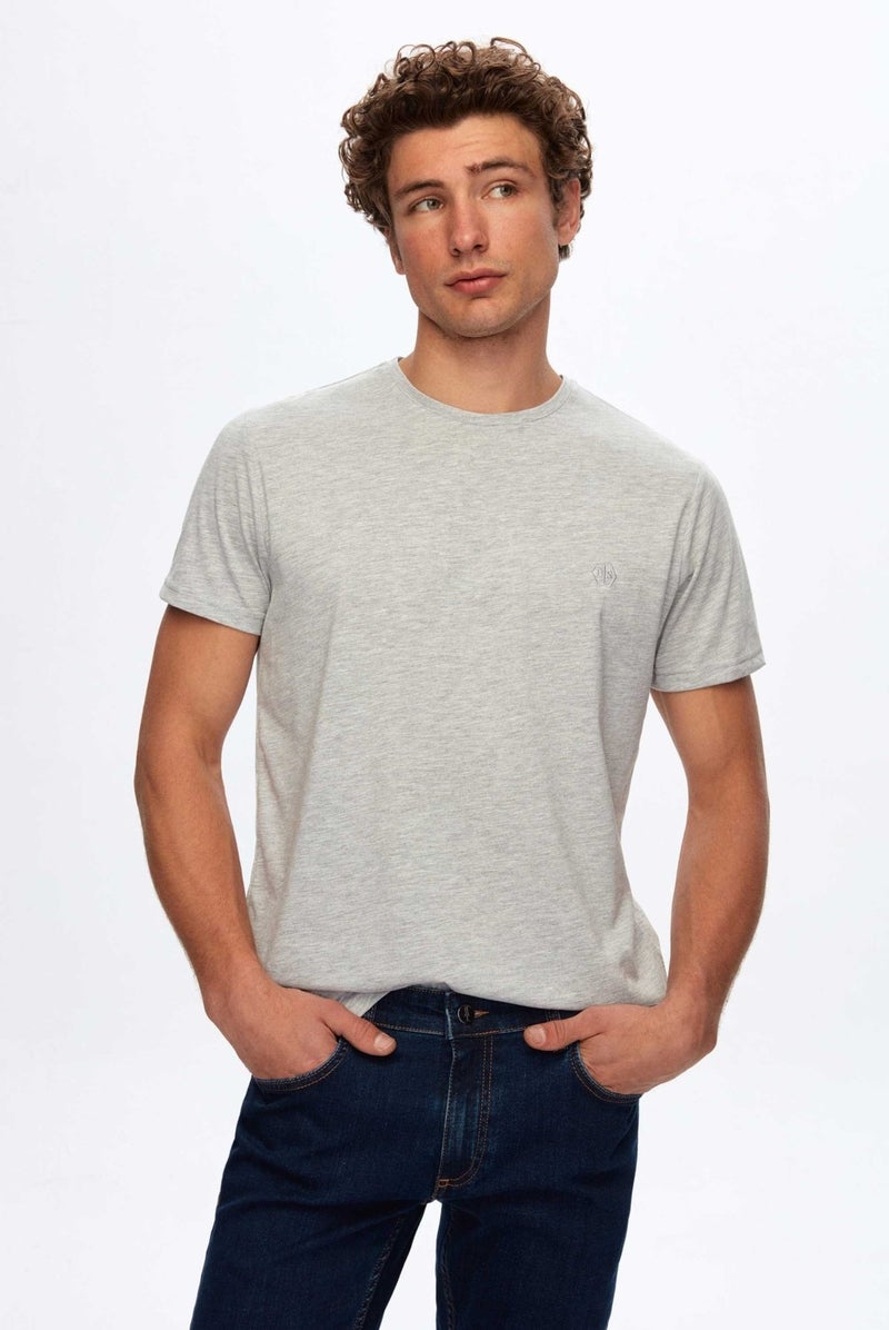 Regular Fit Gray Plain T-Shirt 2HC140632006M