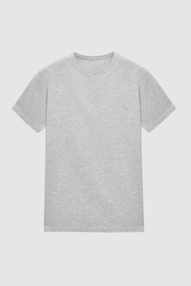 Regular Fit Gray Plain Knit T-Shirt 0HC140632006M