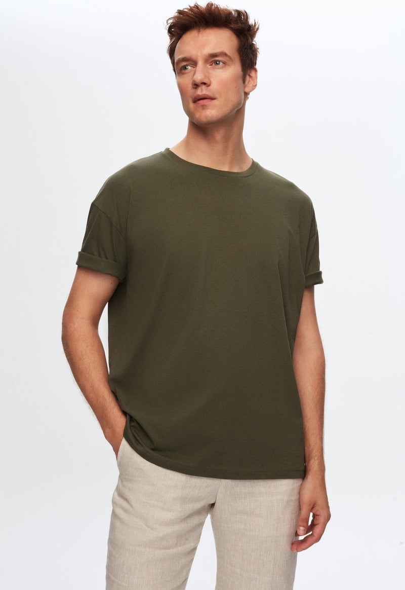 Ds Damat Comfort Khaki 100% Cotton T-Shirt 6HC14ORT02006