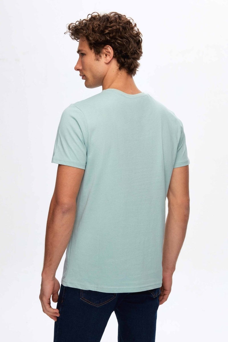 Regular Fit Mint Printed 100% Cotton T-Shirt 2HC1454030180