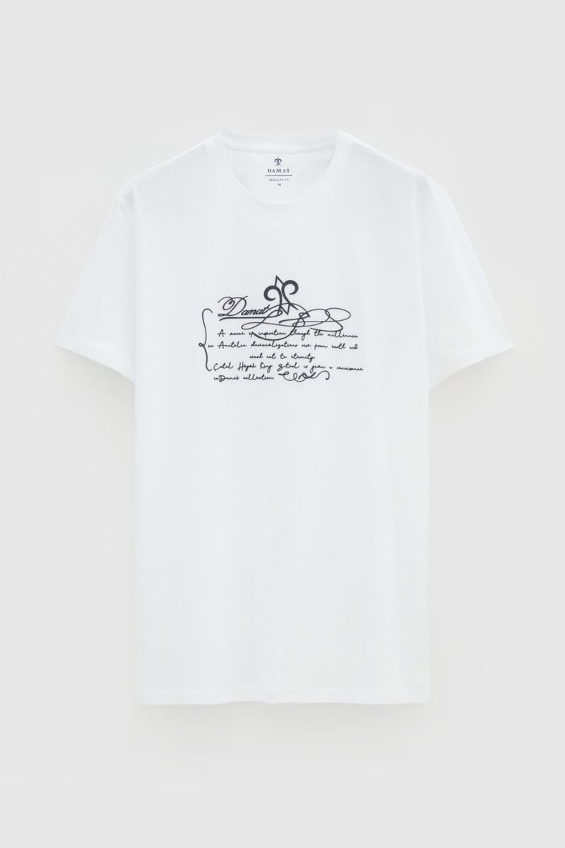 D'S Groom White 100% Cotton Embossed Printed T-Shirt 0DC141370541M