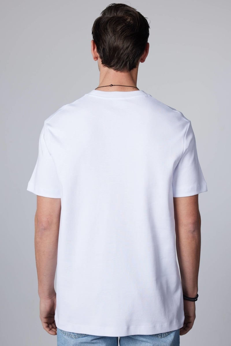 Relax Fit Comfortable Cut 100% Cotton Soft Textured Basic Crew Neck White T-Shirt