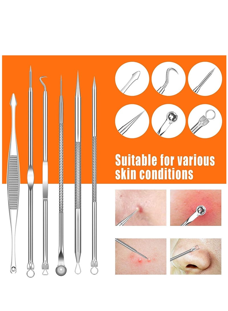 15 PCS Blackhead Remover Tools, Pimple Popper Tool Kit, Acne Extractor Tool, Professional Stainless Pimple Acne, Blemish Removal Tools Set with Metal Case