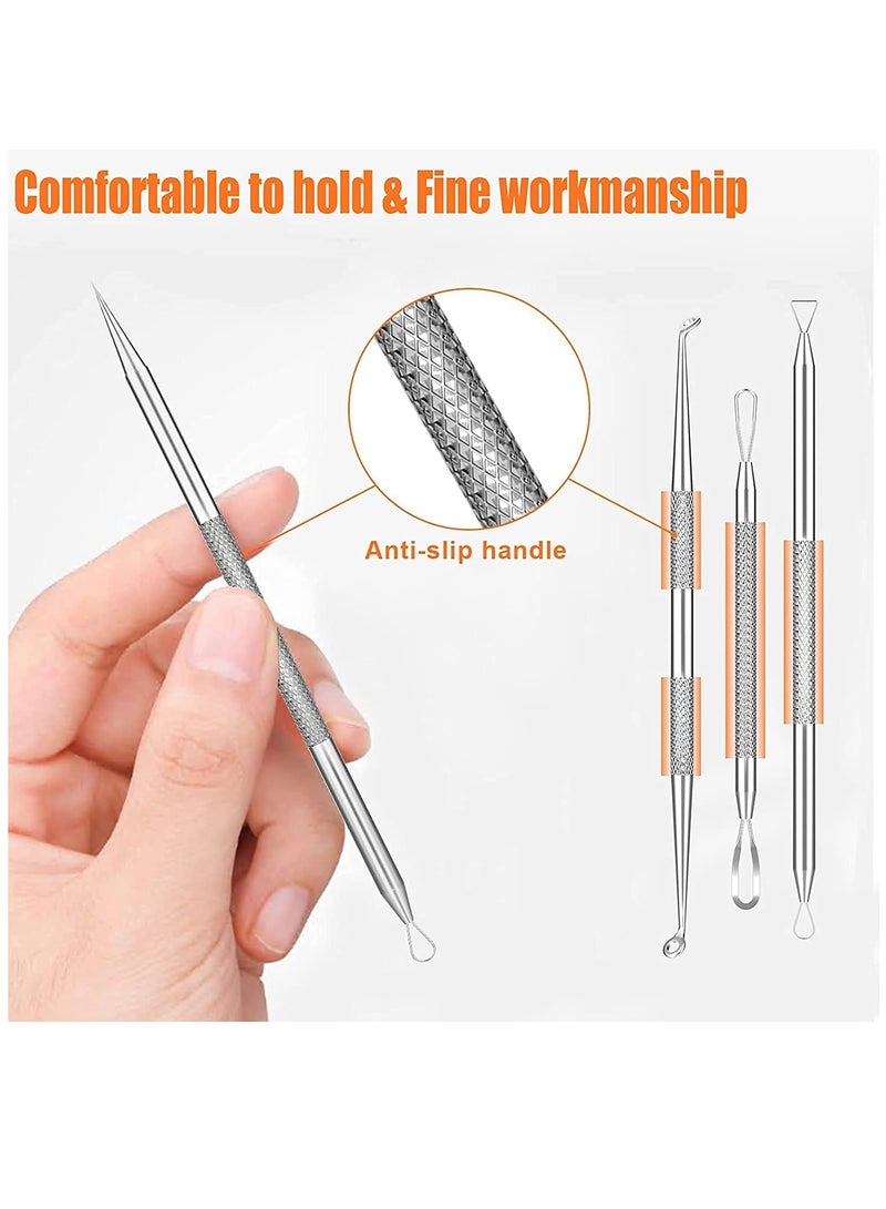 15 PCS Blackhead Remover Tools, Pimple Popper Tool Kit, Acne Extractor Tool, Professional Stainless Pimple Acne, Blemish Removal Tools Set with Metal Case