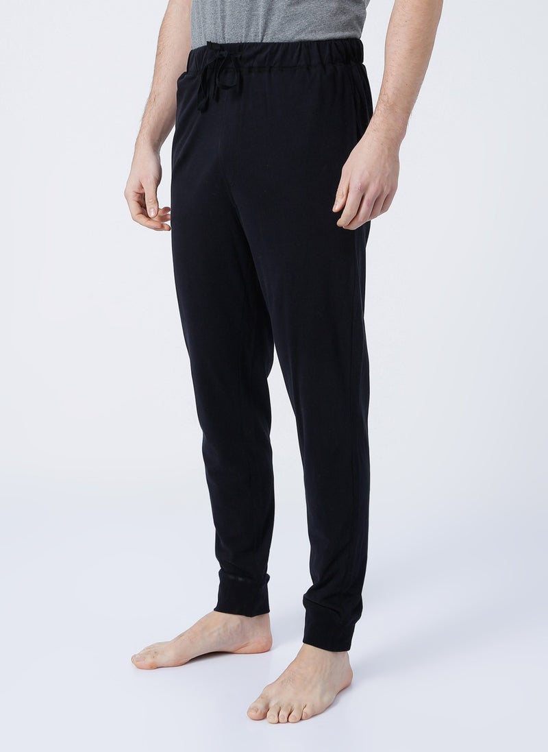 D'S Groom Basic Trousers Elastic Comfortable Fit Plain Black Men's Pajama Bottom