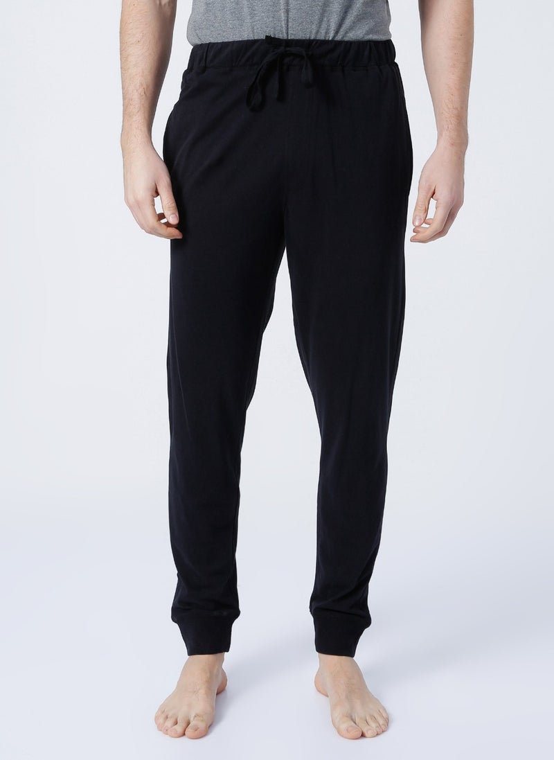 D'S Groom Basic Trousers Elastic Comfortable Fit Plain Black Men's Pajama Bottom