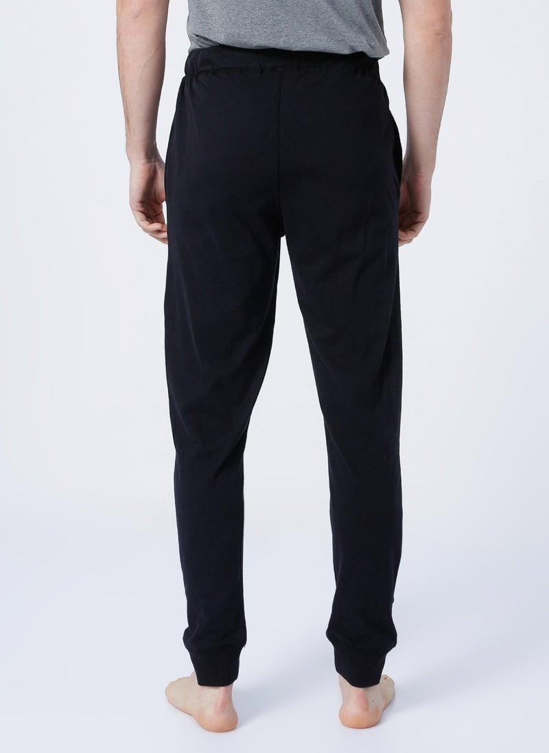 D'S Groom Basic Trousers Elastic Comfortable Fit Plain Black Men's Pajama Bottom