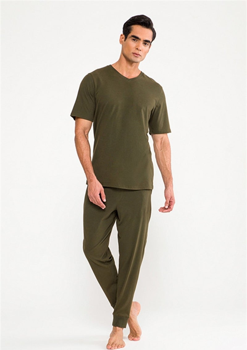 D'S Groom Men's Rib Leg Khaki Pajama Bottom