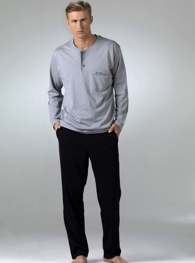 Men's Long Sleeve Combed Cotton Pajamas