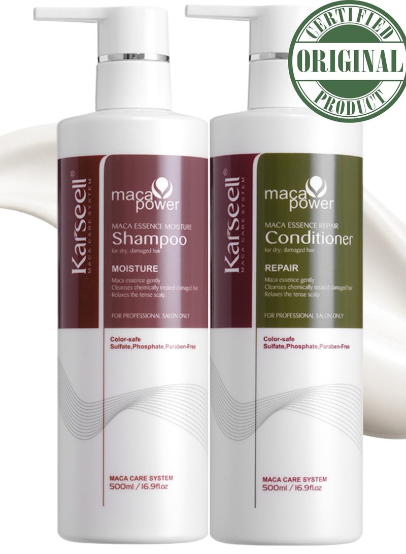 Karseell Argan Oil Shampoo and Conditioner Set – Deep Repair and Restoration for Dry, Damaged, and Color-Treated Hair – Enriched with Moroccan Argan Oil for Intense Hydration and Nourishment – 2 x 500ml